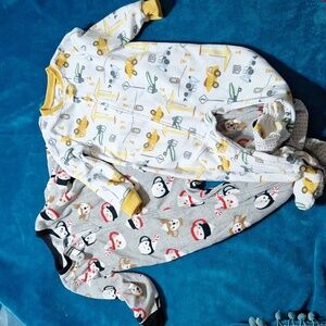 Kids 2 One Piece  Vehicle&Snowman Print